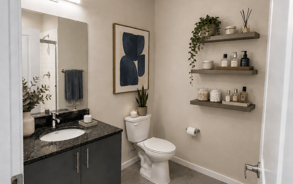 225 North Calvert loft-style apartment in downtown Baltimore featuring a two-story layout, soaring ceilings, and modern industrial design